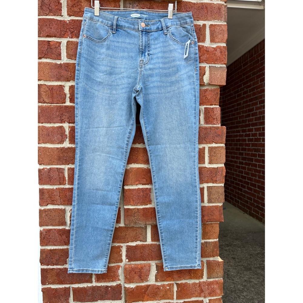 Old Navy Super Skinny Mid-Rise Jeans Light Wash Blue Stretch Denim Size 12
